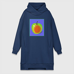 Женское худи-платье Яблоко на фиолетовом фоне - pop art, цвет: тёмно-синий