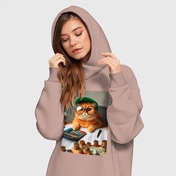 Женское худи-платье Рыжий кот - бухгалтер, цвет: пыльно-розовый — фото 2