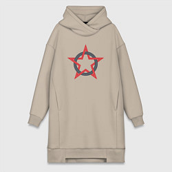Женское худи-платье Circle star USSR, цвет: миндальный