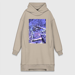 Женское худи-платье Ван-Пис Луффи улыбается, цвет: миндальный