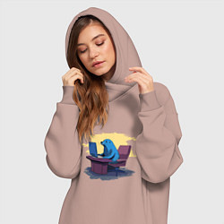 Женское худи-платье Тюлень за компьютером, цвет: пыльно-розовый — фото 2