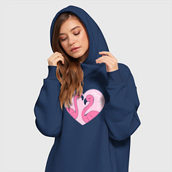 Женское худи-платье Летние фламинго, цвет: тёмно-синий — фото 2