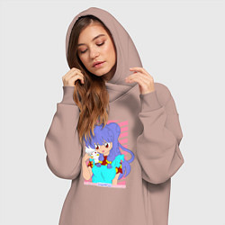 Женское худи-платье Ранма - shampoo anime girl, цвет: пыльно-розовый — фото 2