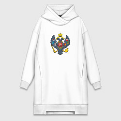 Женское худи-платье Двуглавый орёл герб, цвет: белый