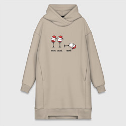 Женское худи-платье Drink drank drunk - New Year, цвет: миндальный