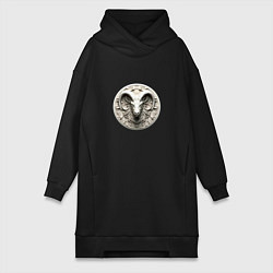 Женское худи-платье Козерог знак западного зодиака, цвет: черный
