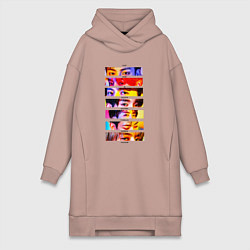 Женское худи-платье Got7 все участники группы, цвет: пыльно-розовый