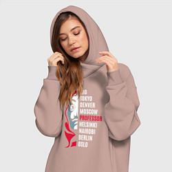 Женское худи-платье Профессор - бумажный дом, цвет: пыльно-розовый — фото 2