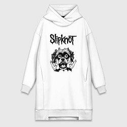 Женское худи-платье Slipknot - rock dog, цвет: белый