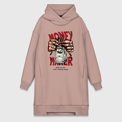 Женское худи-платье Money maker hands, цвет: пыльно-розовый