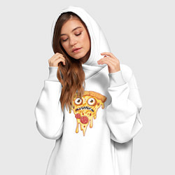 Женское худи-платье Pizza face, цвет: белый — фото 2