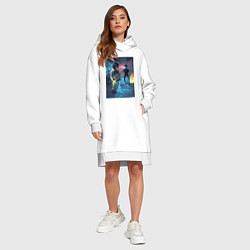 Женское худи-платье Дандадан: Момо Аясэ, цвет: белый — фото 2