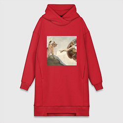 Женская толстовка-платье Кот сотворение Адама