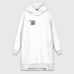 Женское худи-платье Персонаж Беби Йода, цвет: белый