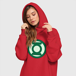 Женское худи-платье Green lantern logo, цвет: красный — фото 2