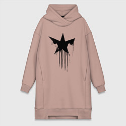 Женское худи-платье Black blot star - minimalism, цвет: пыльно-розовый