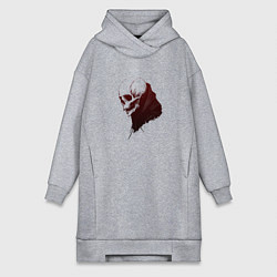 Женское худи-платье Череп с острыми клыками, цвет: меланж
