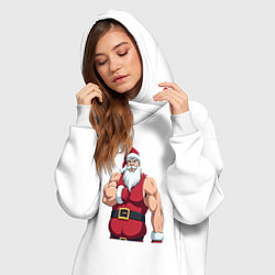 Женское худи-платье Качок дед мороз, цвет: белый — фото 2