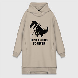 Женское худи-платье Godzilla best friend, цвет: миндальный