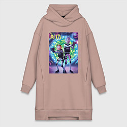 Женское худи-платье Рик и Морти - космический спецназ, цвет: пыльно-розовый