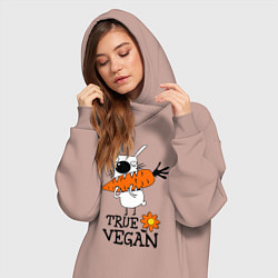 Женское худи-платье True vegan (истинный веган), цвет: пыльно-розовый — фото 2