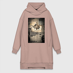 Женское худи-платье Важные новости, цвет: пыльно-розовый