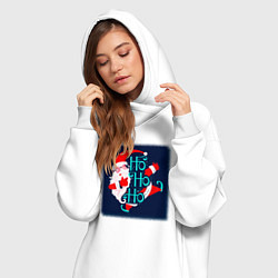 Женское худи-платье Санта Клаус спешит поздравить, цвет: белый — фото 2