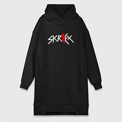 Женское худи-платье Skrillex - logo, цвет: черный