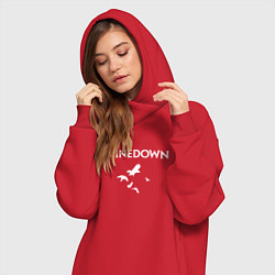 Женское худи-платье Shinedown - logo, цвет: красный — фото 2