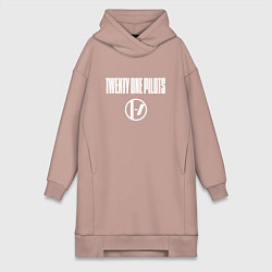 Женское худи-платье Twenty one pilots - logo, цвет: пыльно-розовый