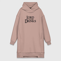 Женское худи-платье Lord of the drinks logo, цвет: пыльно-розовый