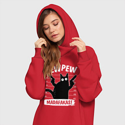 Женское худи-платье Кот с пушками, цвет: красный — фото 2