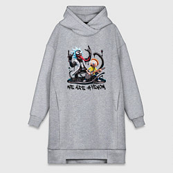 Женское худи-платье Рок группа Рика-Венома и Морти, цвет: меланж