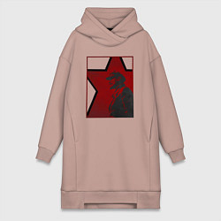 Женское худи-платье Владимир Ильич Ленин, цвет: пыльно-розовый