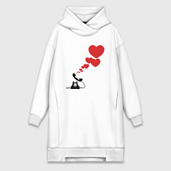 Женское худи-платье Телефон с сердечками, цвет: белый