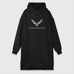 Женское худи-платье Chevrolet Corvette - racing team, цвет: черный