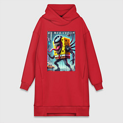 Женское худи-платье Bob-Venom - cyberpunk, цвет: красный