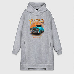 Женское худи-платье Ретро гараж и автомобиль Chevrolet Apache, цвет: меланж