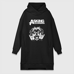 Женское худи-платье Asking Alexandria rock dog, цвет: черный