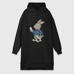 Женское худи-платье Деловой зайчик, цвет: черный