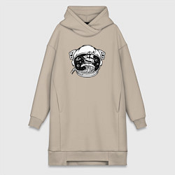 Женское худи-платье Кораблик в скафандре, цвет: миндальный