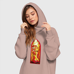Женское худи-платье Космодесантник в арке, цвет: пыльно-розовый — фото 2