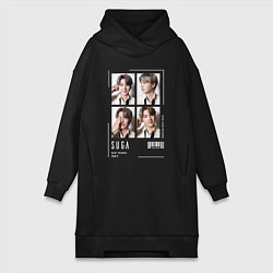 Женское худи-платье Yoongi bts 4cut, цвет: черный