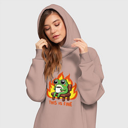 Женское худи-платье Frog - this is fine, цвет: пыльно-розовый — фото 2