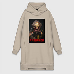 Женское худи-платье Хищник - рык, цвет: миндальный