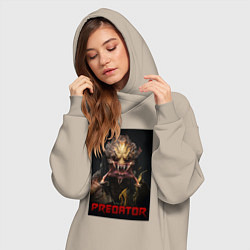 Женское худи-платье Хищник - рык, цвет: миндальный — фото 2