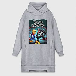 Женское худи-платье Веном против Дональда Трампа - нейроарт, цвет: меланж