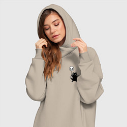 Женское худи-платье Черный кот с шариком, цвет: миндальный — фото 2