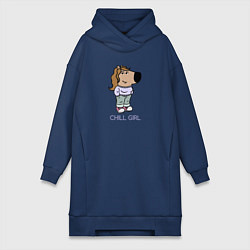 Женское худи-платье Пара - Чилл девушка, цвет: тёмно-синий