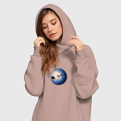 Женское худи-платье Санта на оленях - темный, цвет: пыльно-розовый — фото 2